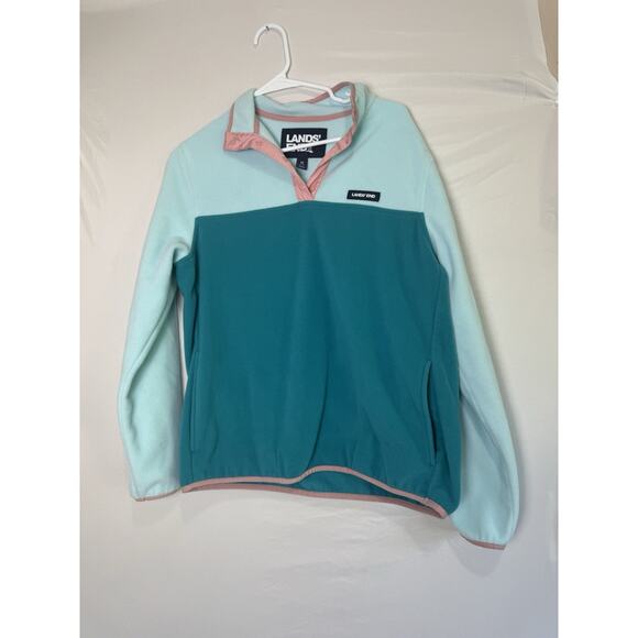 Lands’ End Colorblock Fleece Pullover – Size M (10–12) - Picture 1 of 4